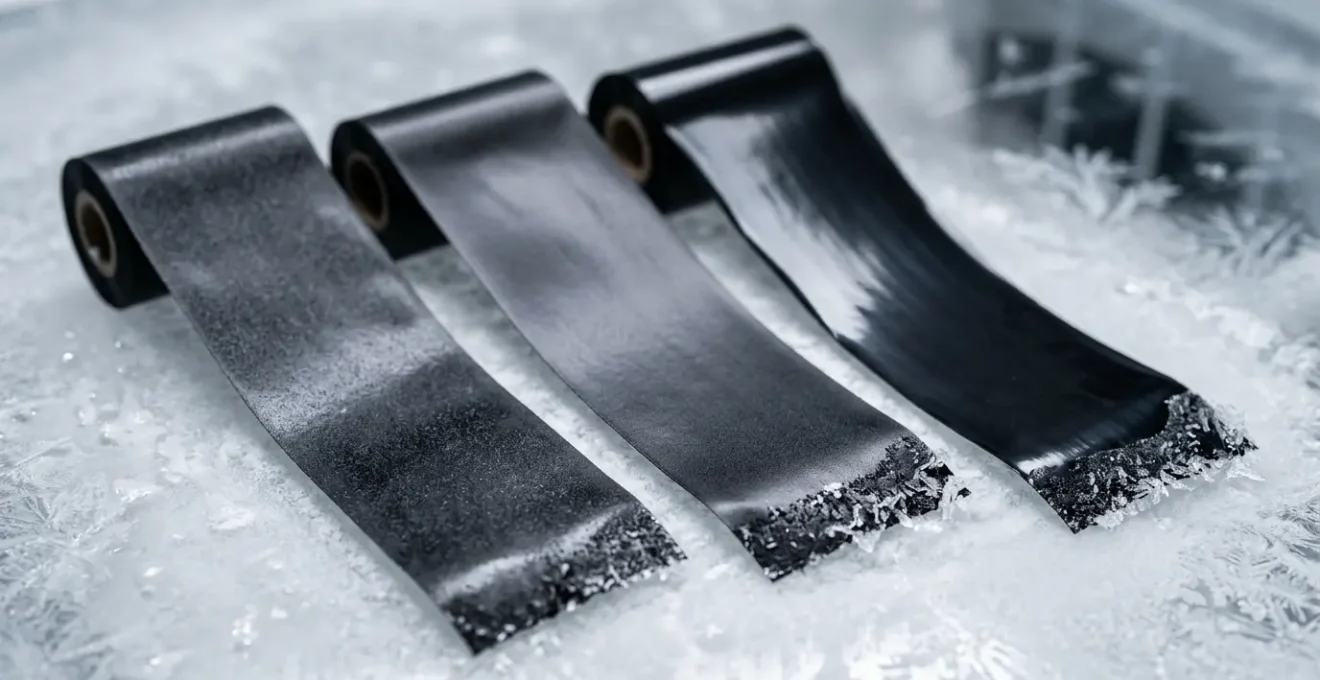 Comparaison visuelle des trois types de rubans transfert thermique pour étiquettes résistantes au froid