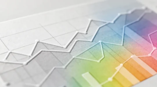 Vue macro d'une surface de papier texturée avec codes graphiques abstraits et motifs de données visuelles pour illustrer le tracking print