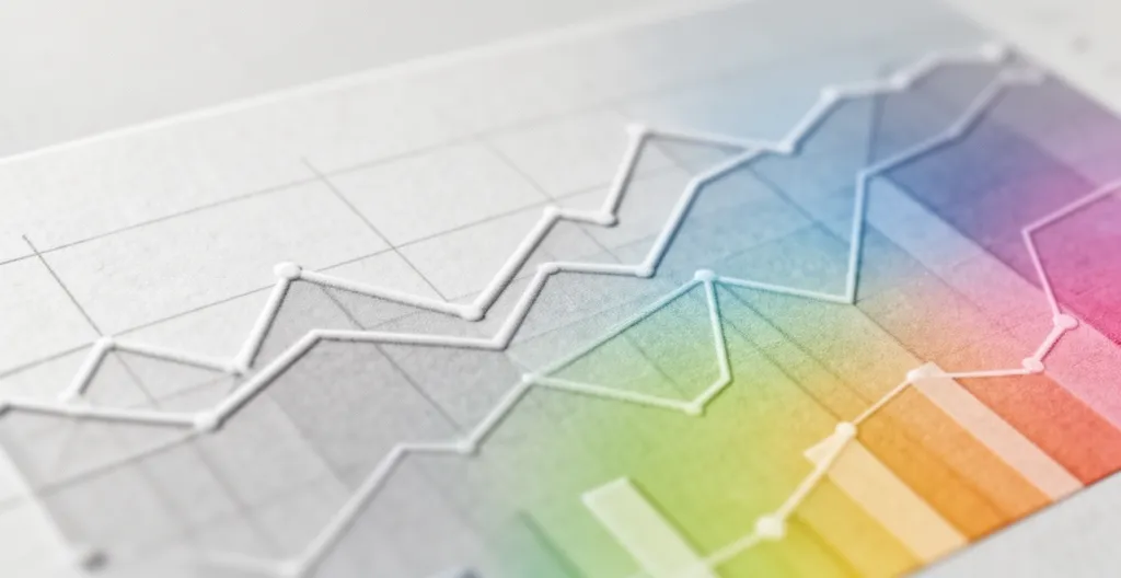Vue macro d'une surface de papier texturée avec codes graphiques abstraits et motifs de données visuelles pour illustrer le tracking print