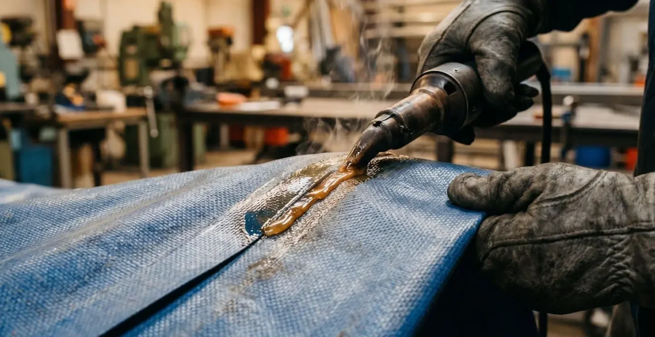Technique de thermosoudure pour raccord invisible sur bâche d'échafaudage
