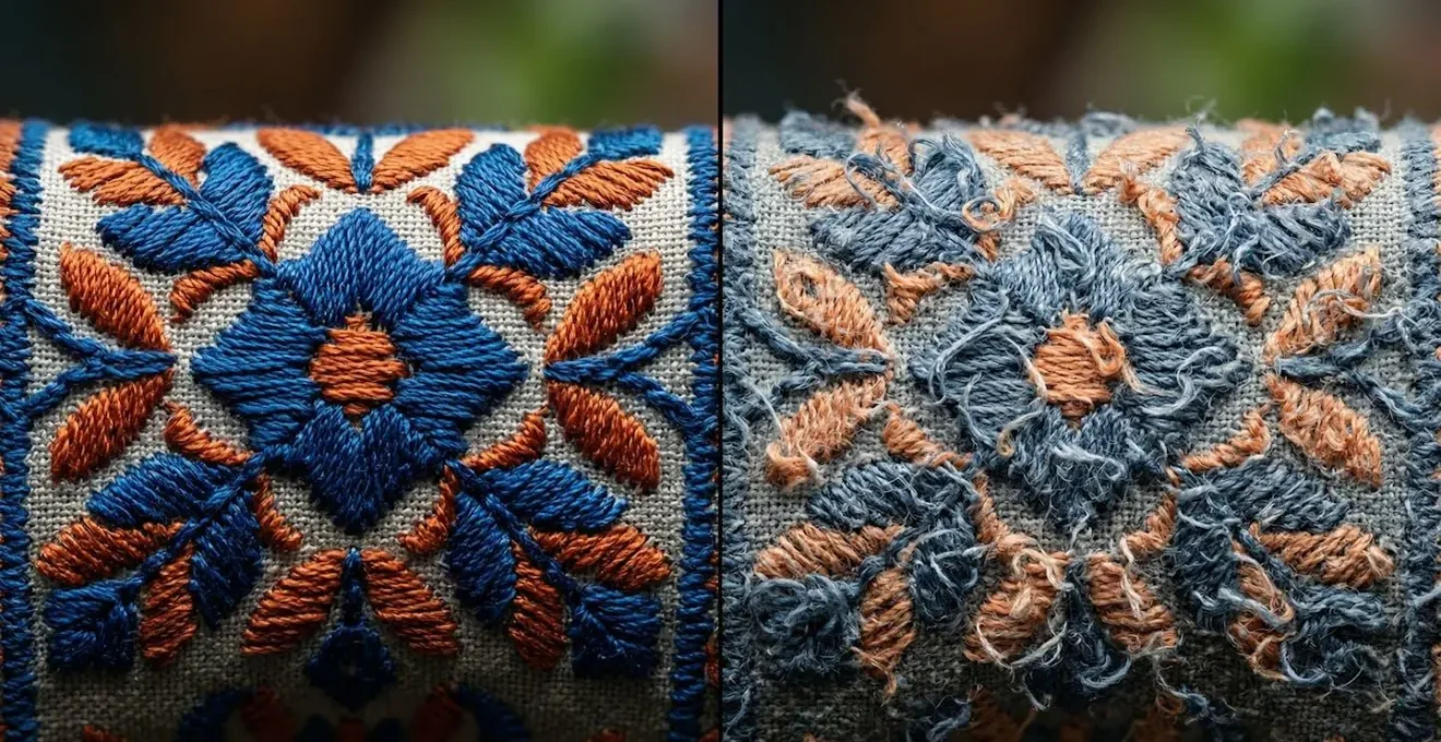 Test comparatif avant-après d'un logo textile passé au sèche-linge versus séchage naturel