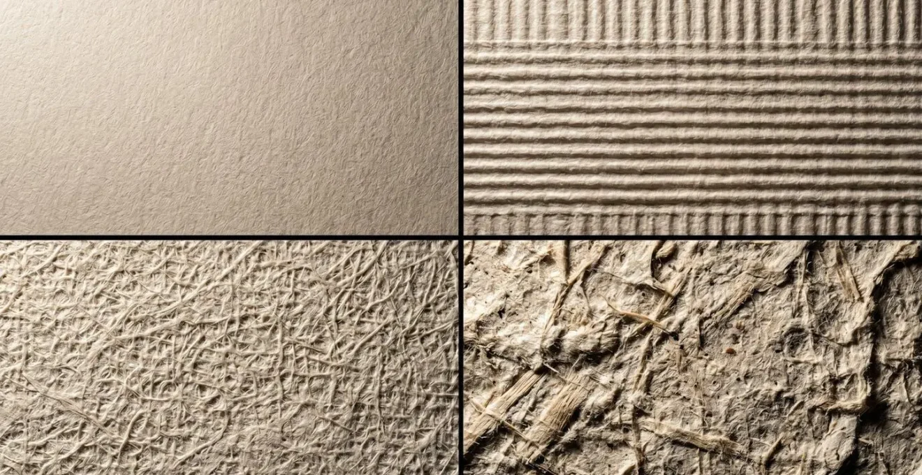 Détail macro de différentes textures de papier montrant les variations de grain